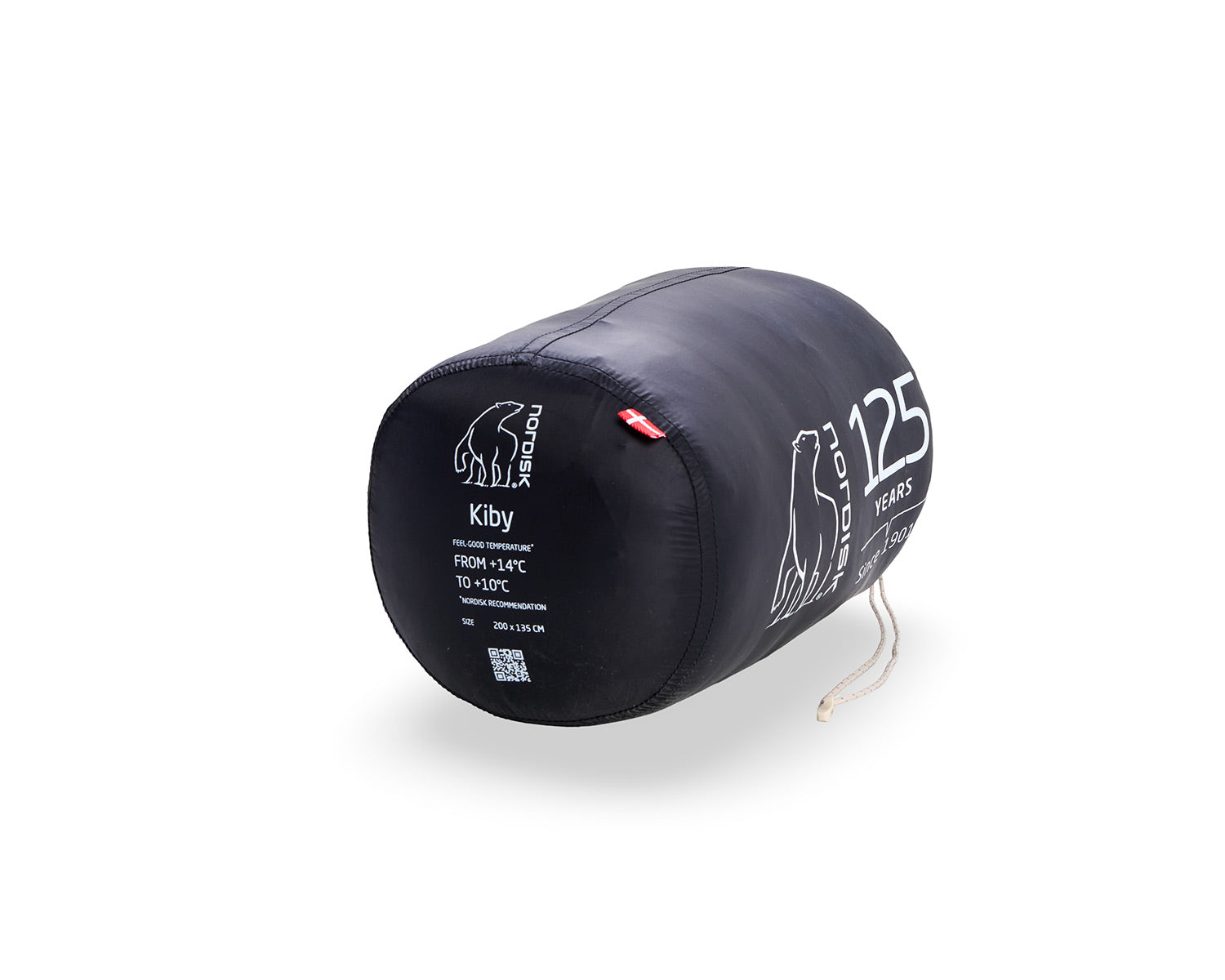 Roll-up sleeping bag with brand logo and product details on a white background