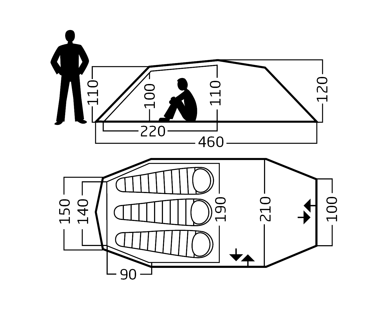 Oppland 3 SI (2.0) Tent - Deep Forest Green
