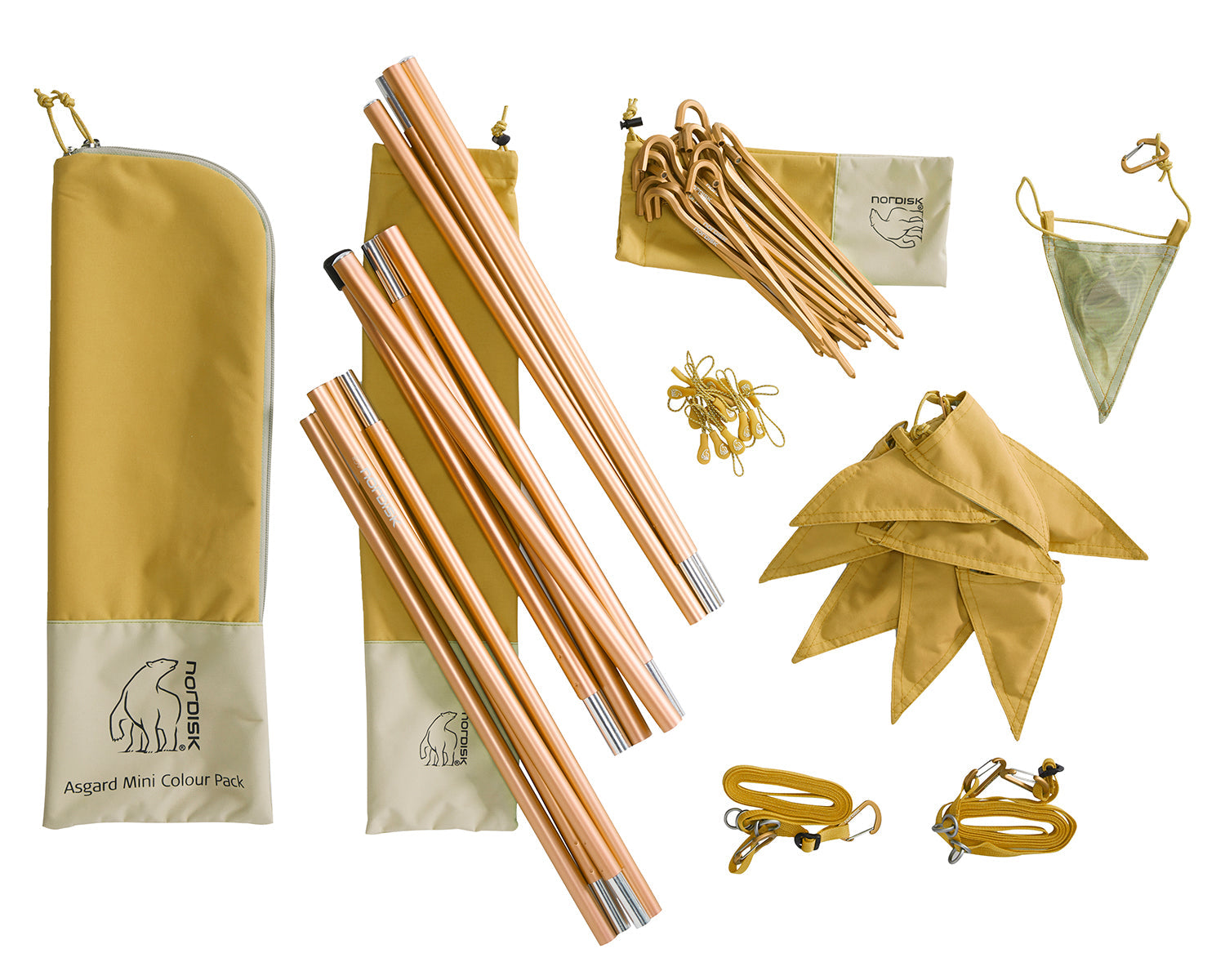 Asgard Tech Mini Glamping Zelt Incl. Colour Pack - 2 Personen | Mustard Yellow