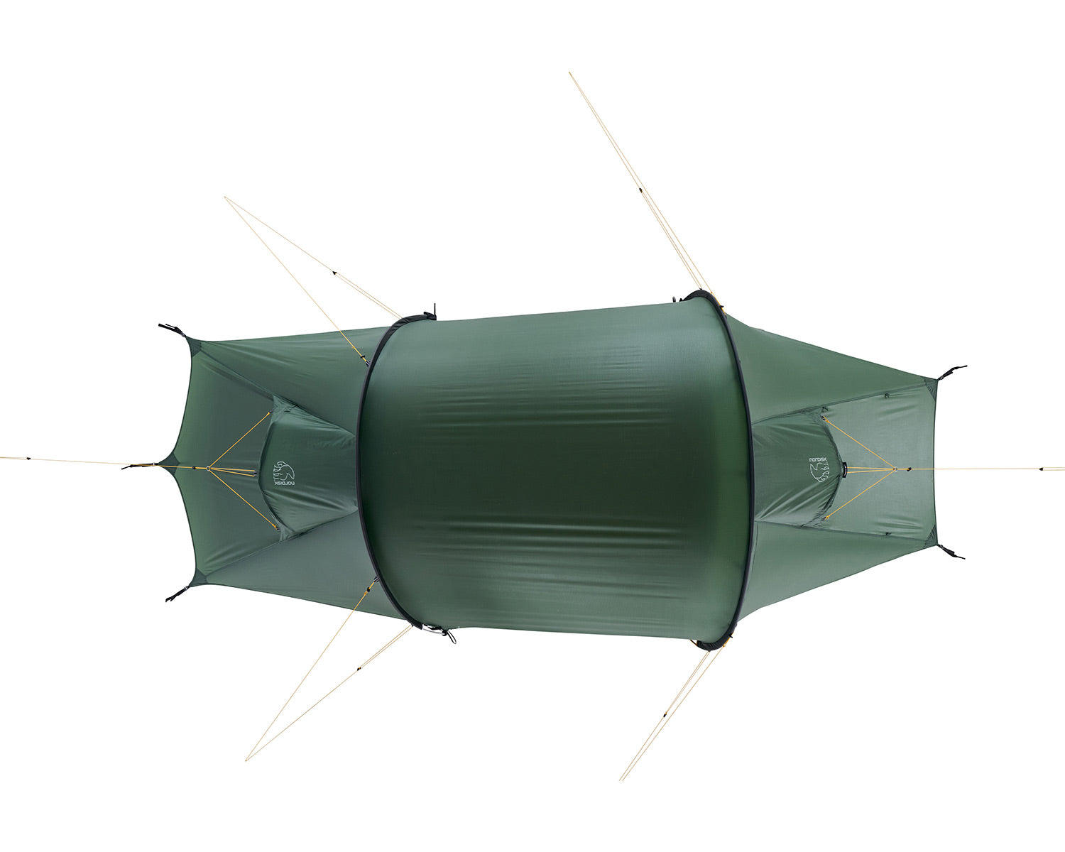 Green camping tent on a white background