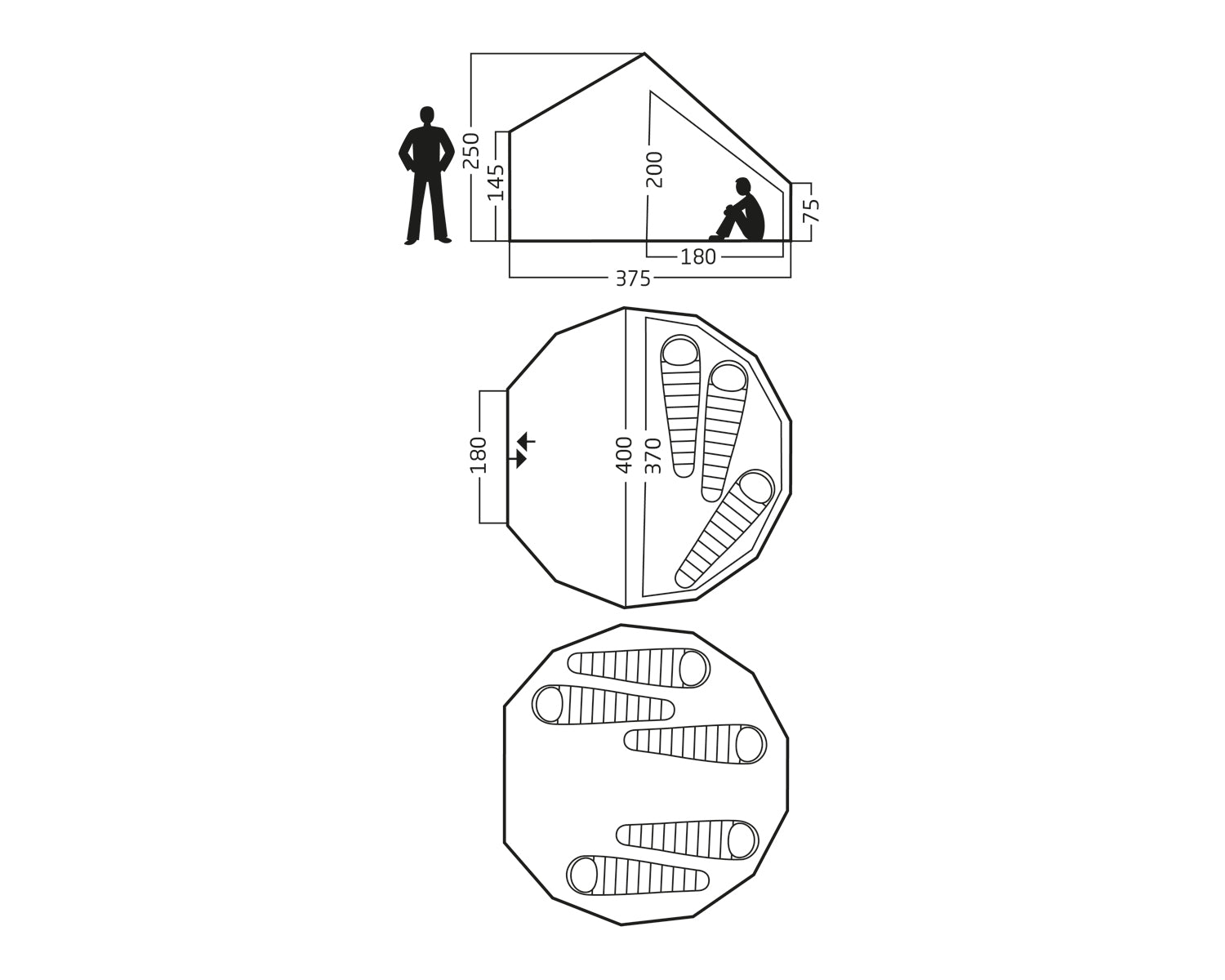 Asgard 12.6 Glamping Zelt - 12.6 m² | 6 Personen | Sandshell