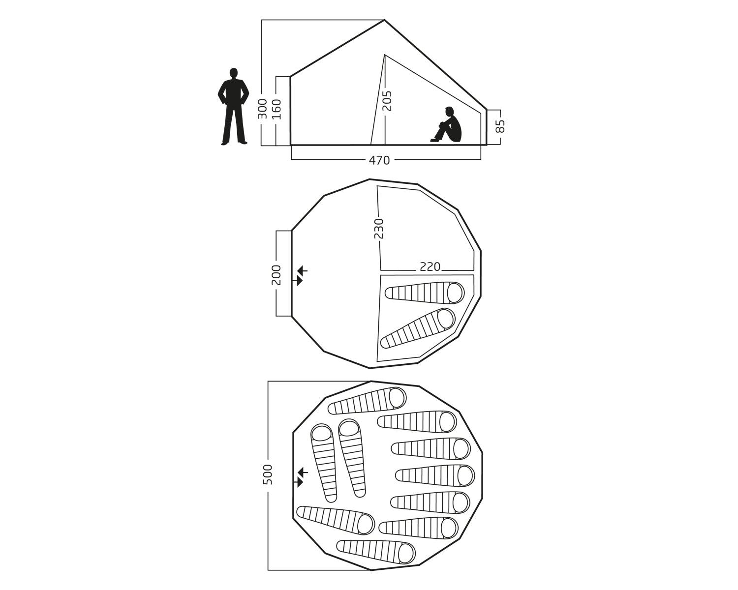 Asgard 19.6 Glamping Zelt - 19.6 m² | 8 -10 Personen | Sandshell