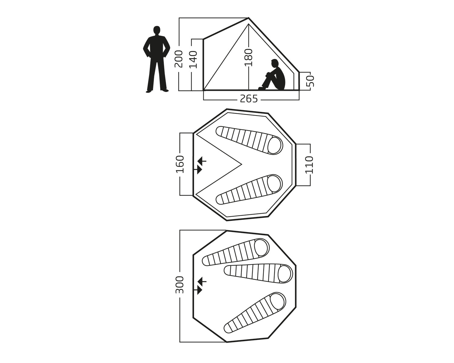 Asgard 7.1 Glamping Zelt - 7.1 m² | 3 Personen | Sandshell