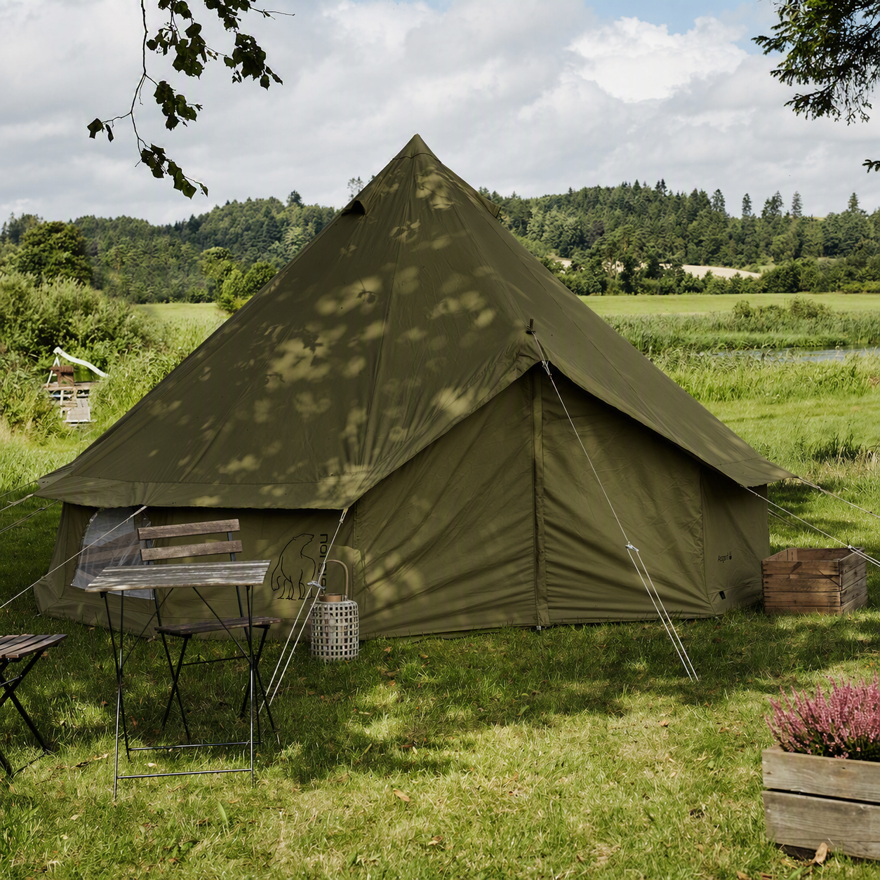 Asgard 12.6 Glamping Zelt - 12.6 m² | 6 Personen | Green Khaki