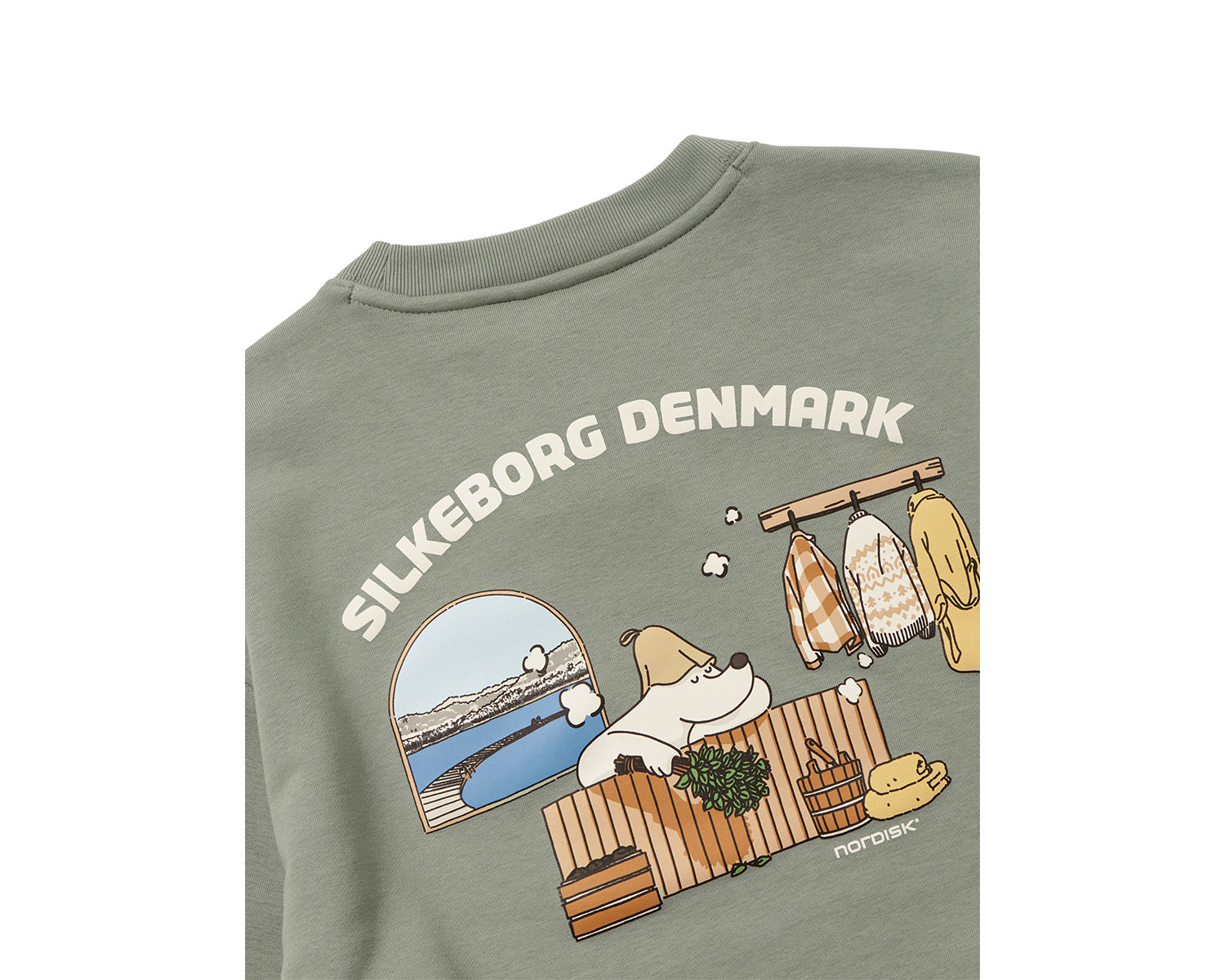 Cartoon Sauna Eisbär Graphic Sweatshirt Unisex - Jade