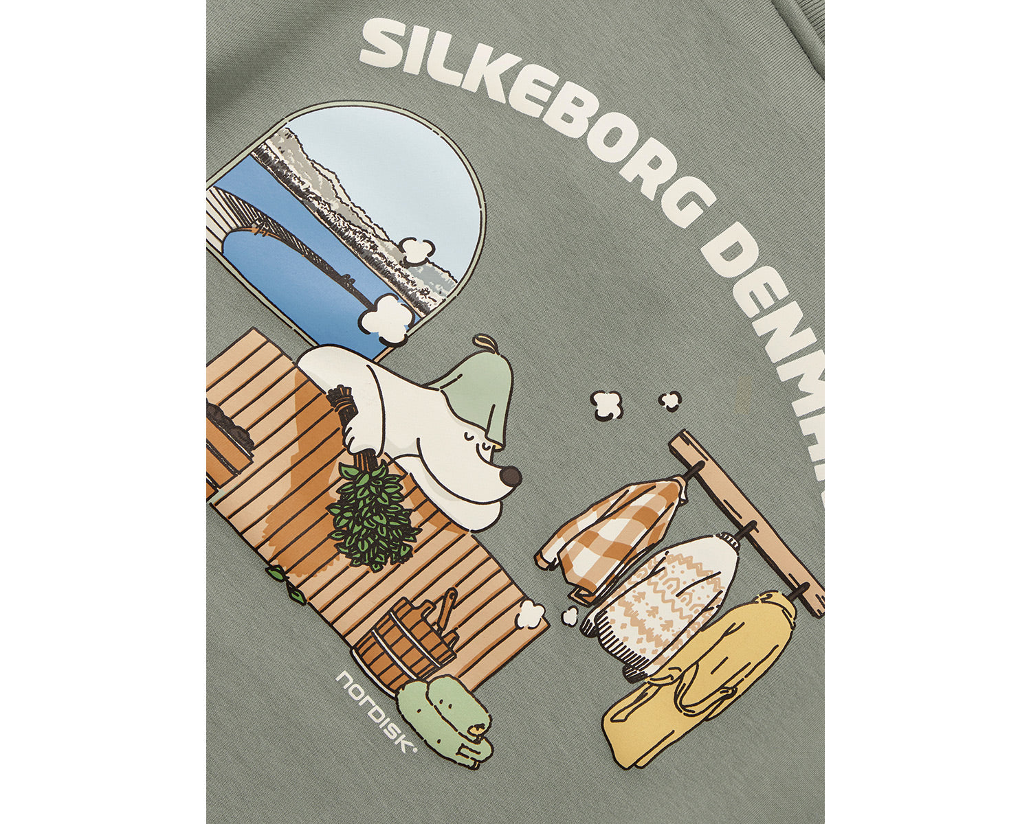 Cartoon Sauna Eisbär Graphic Sweatshirt Unisex - Jade