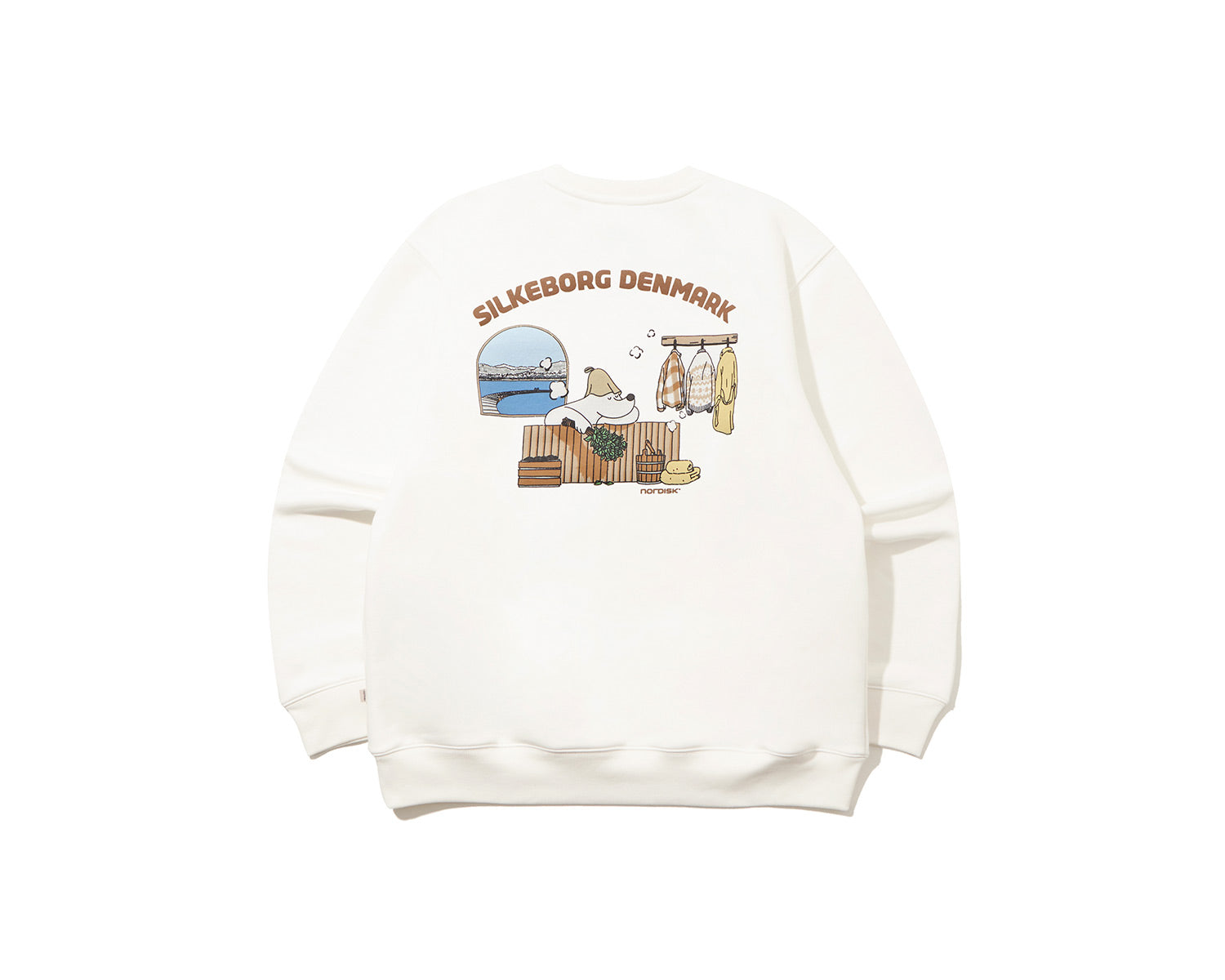 Cartoon Sauna Eisbär Graphic Sweatshirt Unisex - Off White