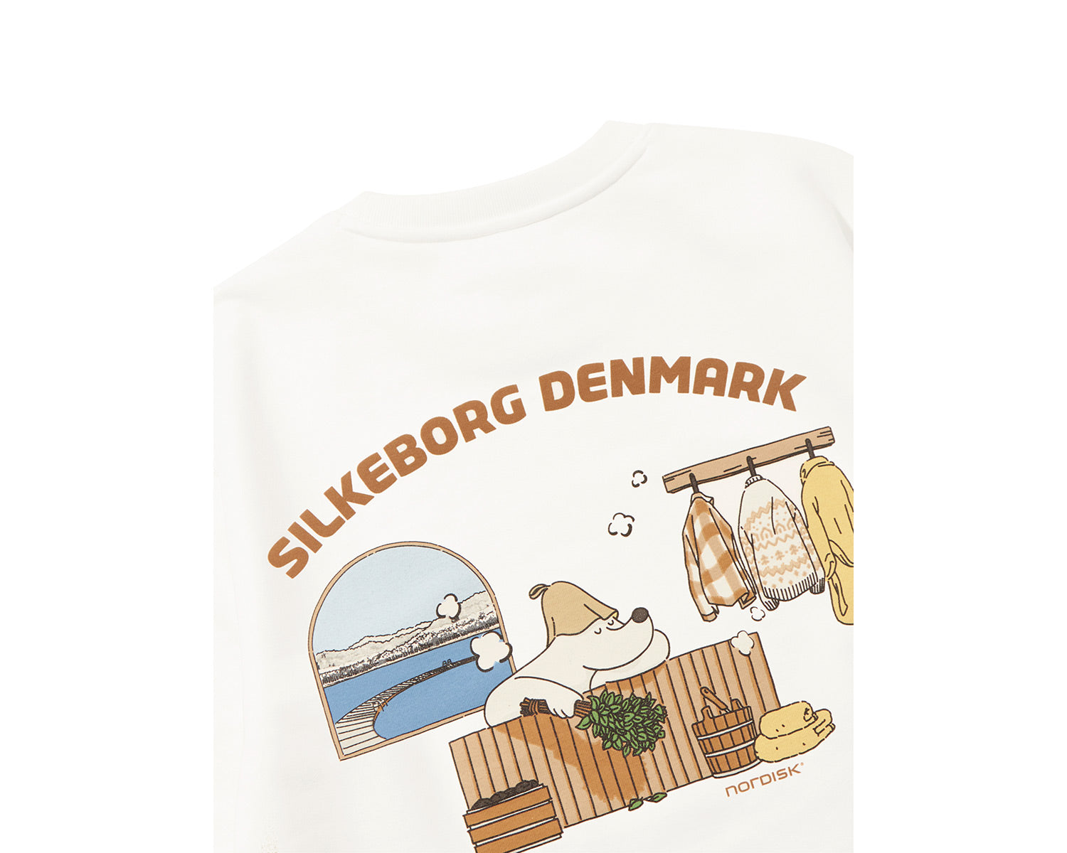 Cartoon Sauna Eisbär Graphic Sweatshirt Unisex - Off White