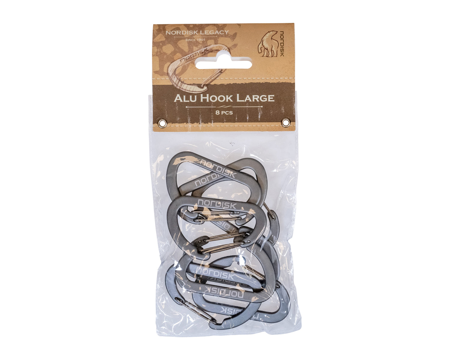 Aluminiumhaken L (8 Stück) - Karabiner | Matt Silver
