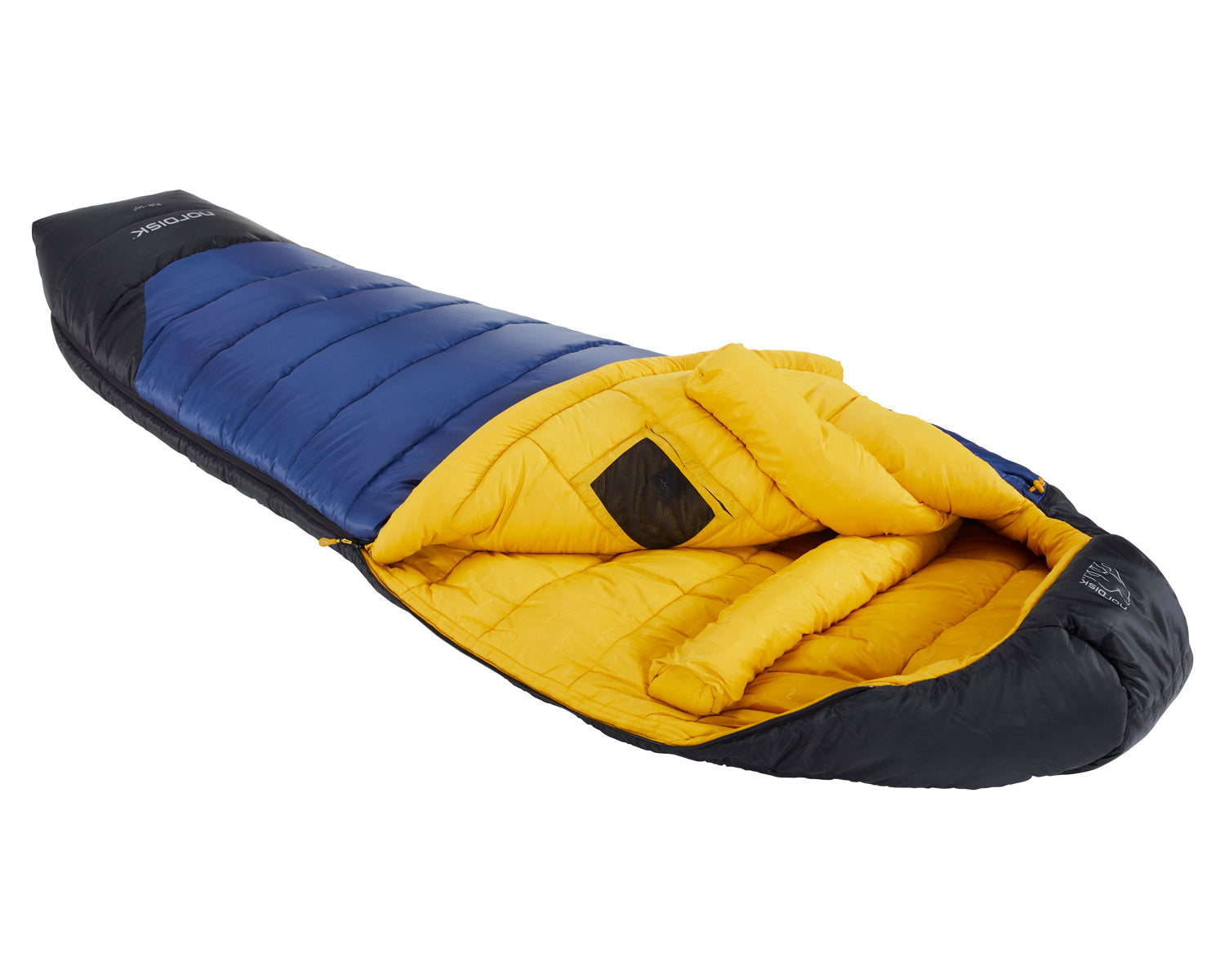 Puk -10° Mummy Schlafsack - Kunstfaser | True Navy/Mustard Yellow/Black