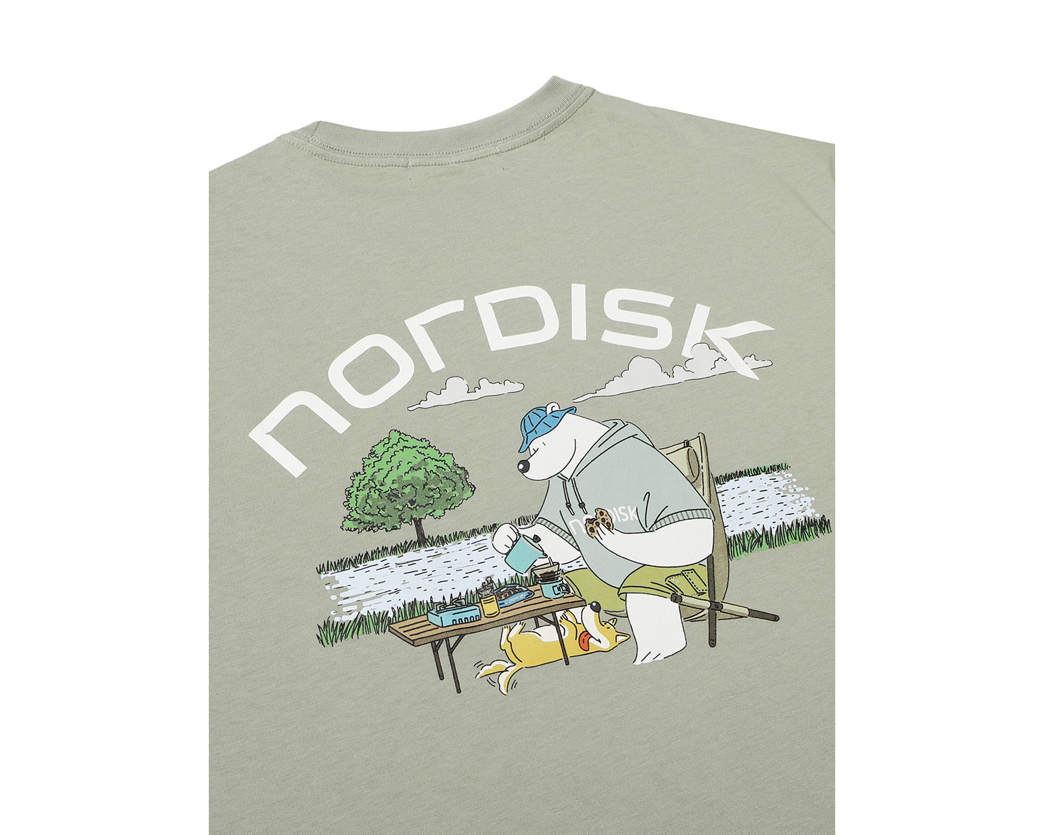 Tea Time Cartoon Eisbär T-Shirt Unisex - Khaki
