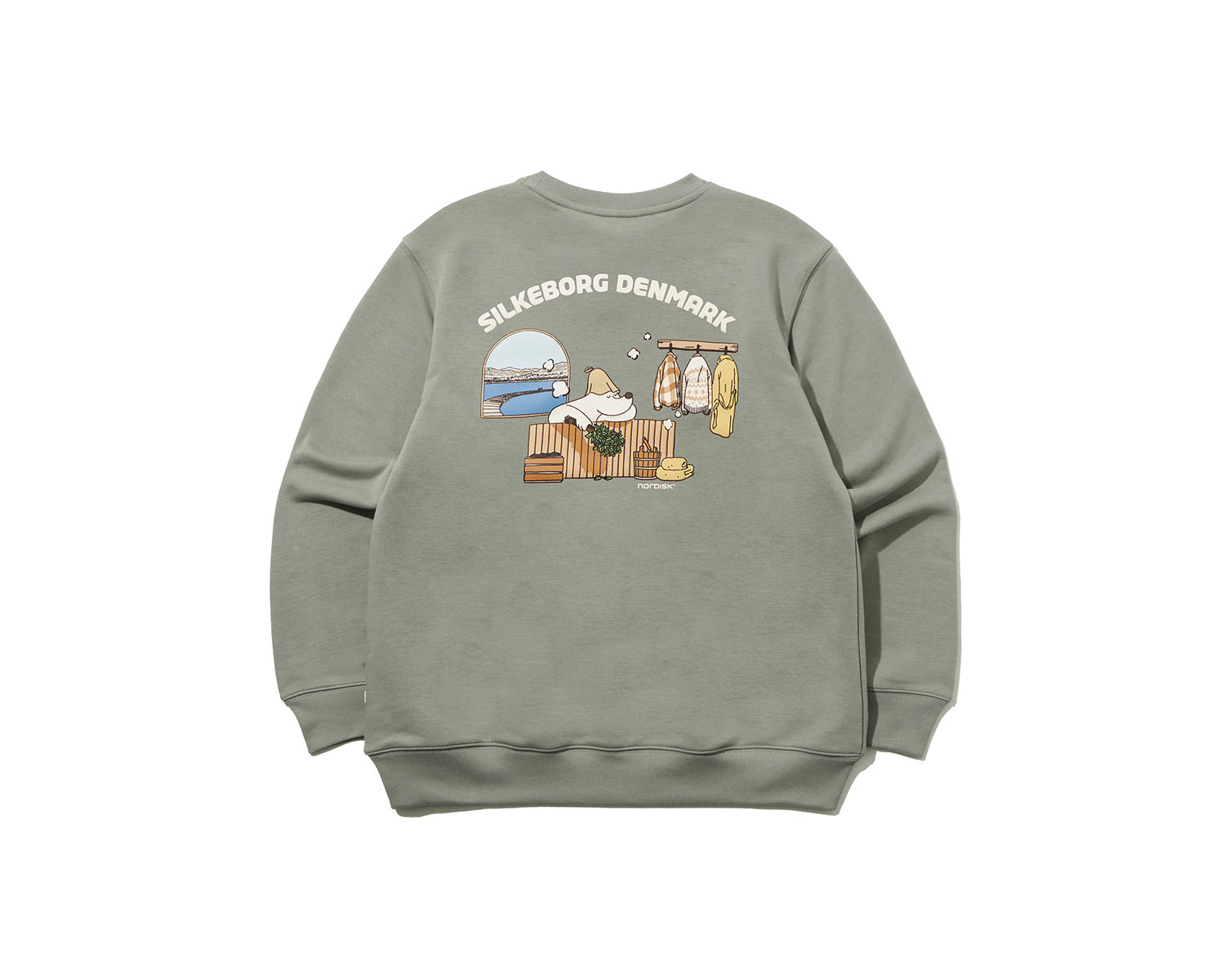 Cartoon Sauna Eisbär Graphic Sweatshirt Unisex - Jade