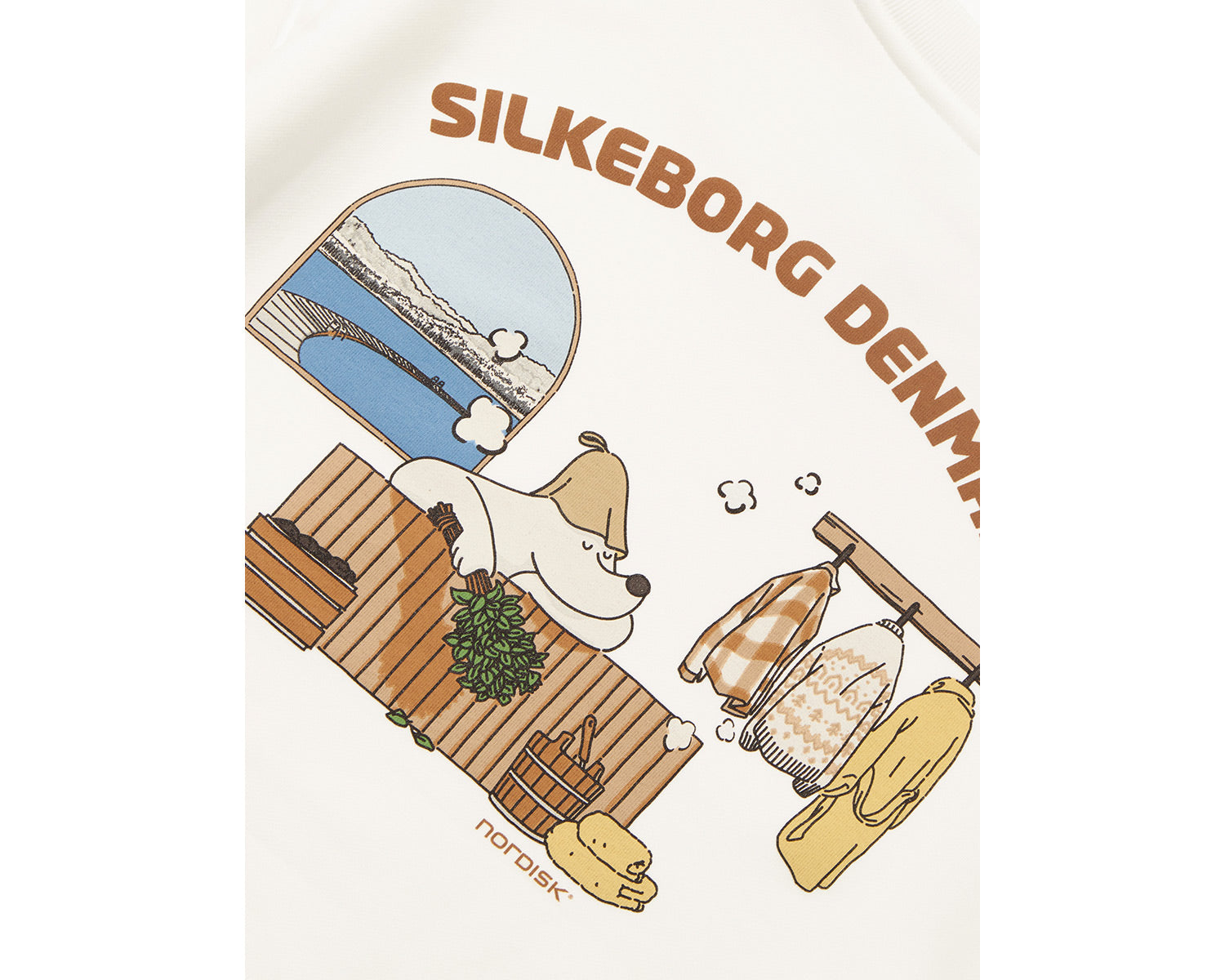 Cartoon Sauna Eisbär Graphic Sweatshirt Unisex - Off White